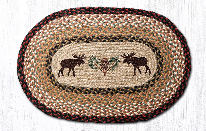 Earth Rugs Moose/Pinecone Oval Braided Rug 20x30