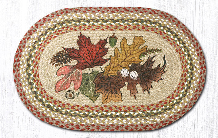 October's Very Own Rugs OP-024 Autumn Leaves Oval Rug | The Braided Rug Place