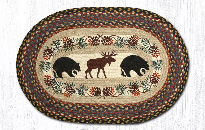 OP-043 Bear Moose Oval Rug