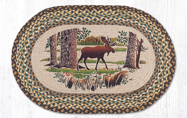 OP-051 Moose Forest Oval Rug | The Braided Rug Place
