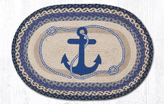 OP-443 Navy Anchor Oval Rug