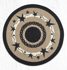 RP-313 Primitve Stars Black Round Rug