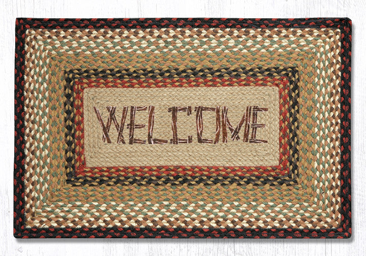 Welcome Rug Print PP-019 Welcome Oblong Print Rug | The Braided Rug Place