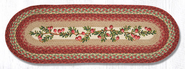 TR-390 Cranberries Oval Table Runner | The Braided Rug Place