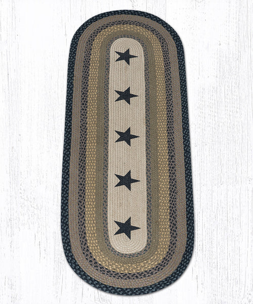 OP-099 Black Stars Oval Rug | The Braided Rug Place
