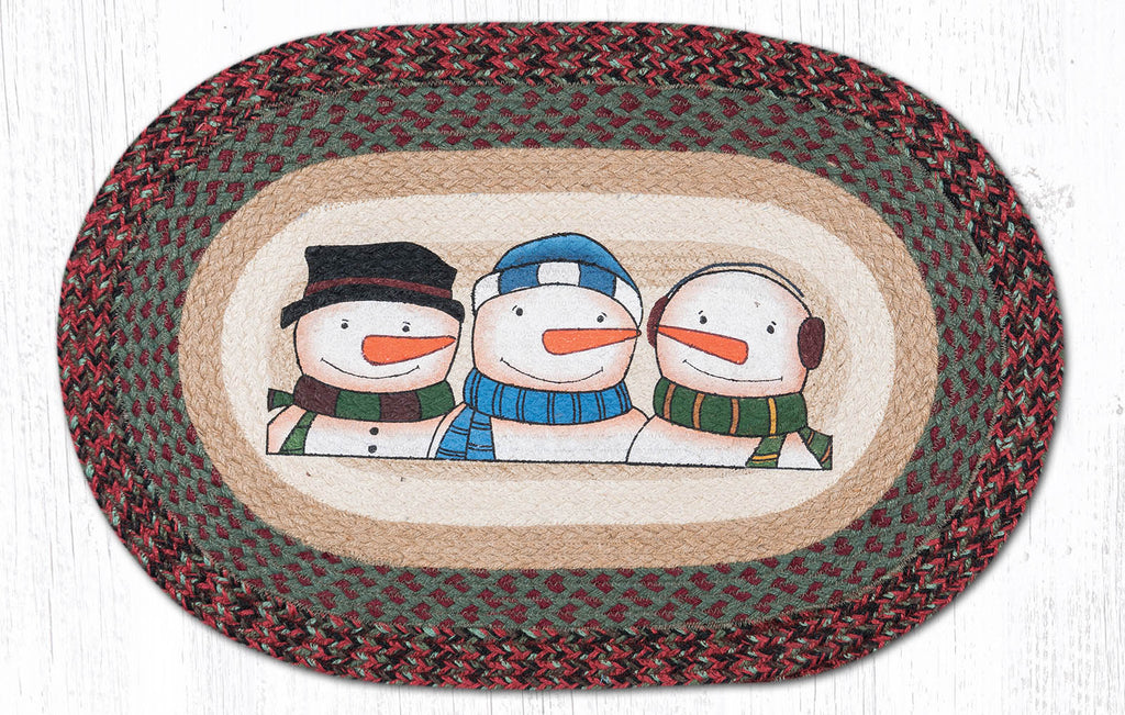 OP-9-118 Three Snowmen Oval Rug