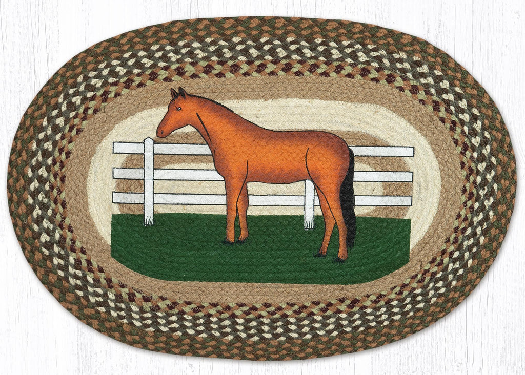 OP-657 Horse Oval Rug