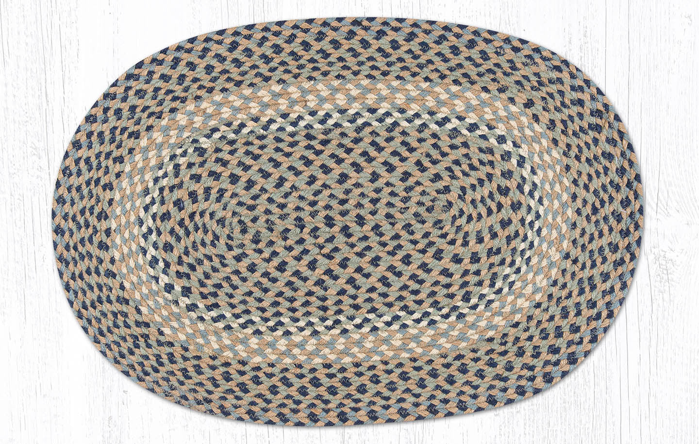 C-005 Blue/Natural Braided Rug | The Braided Rug Place