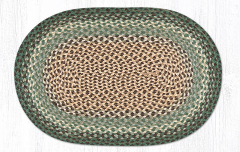 2156 - Dark Green-Celadon Green-Teal Green-Oatmeal Mix Braid Color -  Heartland Braided Rugs