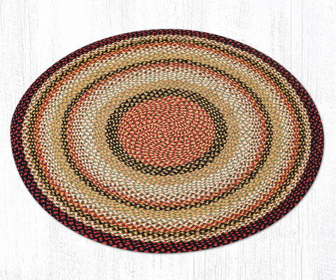 C-319 Burgundy, Mustard and Ivory Braided Rug 4'x4' / Round