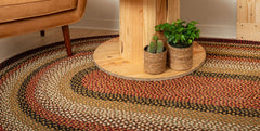 C-319 Burgundy, Mustard and Ivory Braided Rug