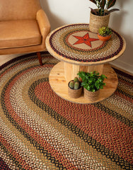 C-319 Burgundy, Mustard and Ivory Braided Rug