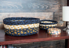 CB-079 Light & Dark Blue/Mustard Braided Baskets