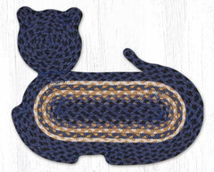 CT-079  Light Blue/Dark Blue/Mustard Cat Rug