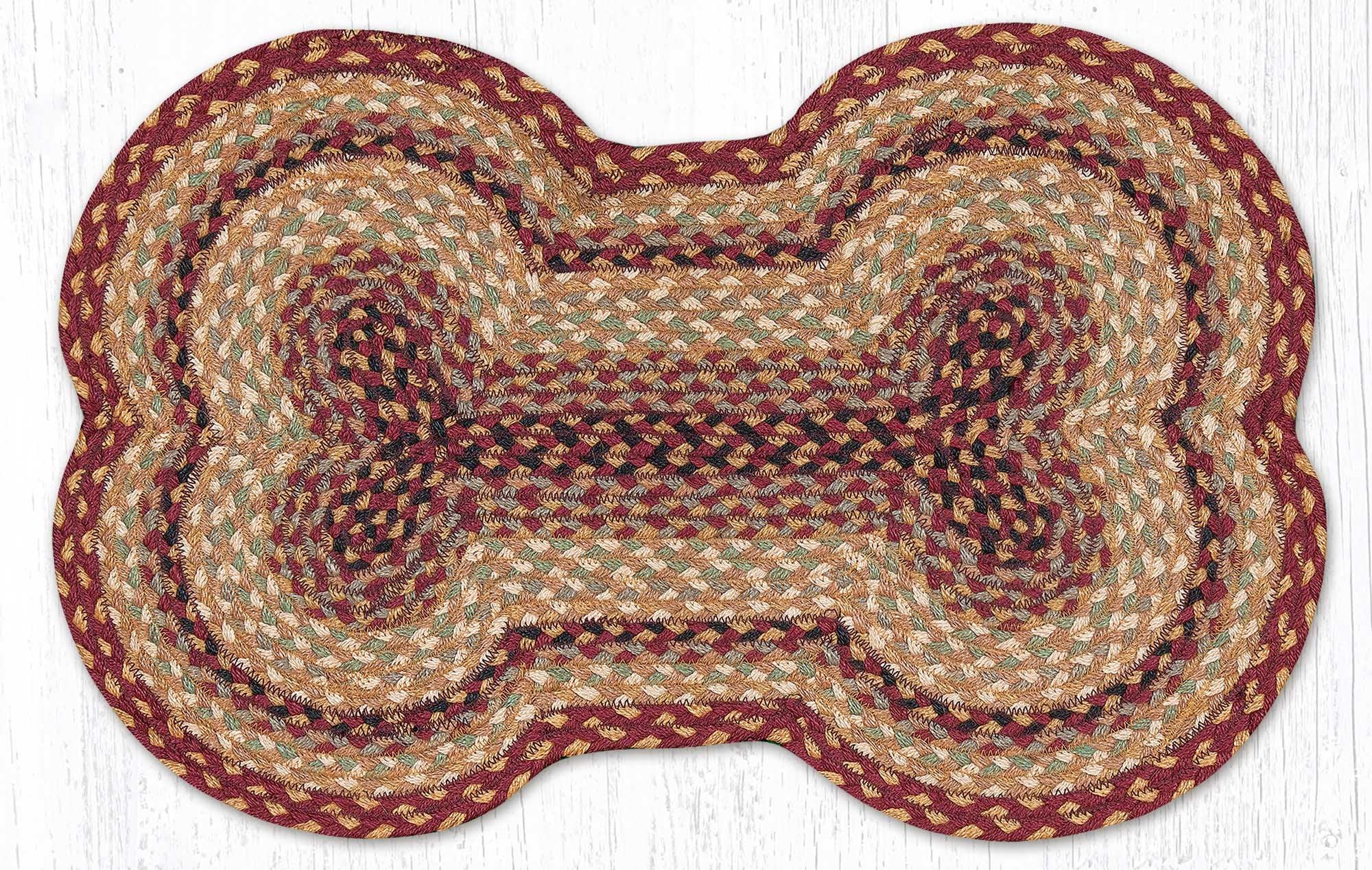 DB-357 Burgundy/Gray/Cream Dog Bone Rug | The Braided Rug Place