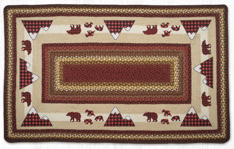 OP-780 Plaid Bear Family Oblong 3'x5' Rug