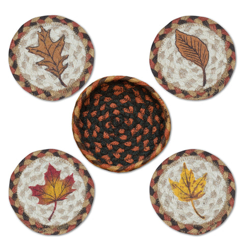 CNB-222 Fall Harvest Leaf Coasters In A Basket