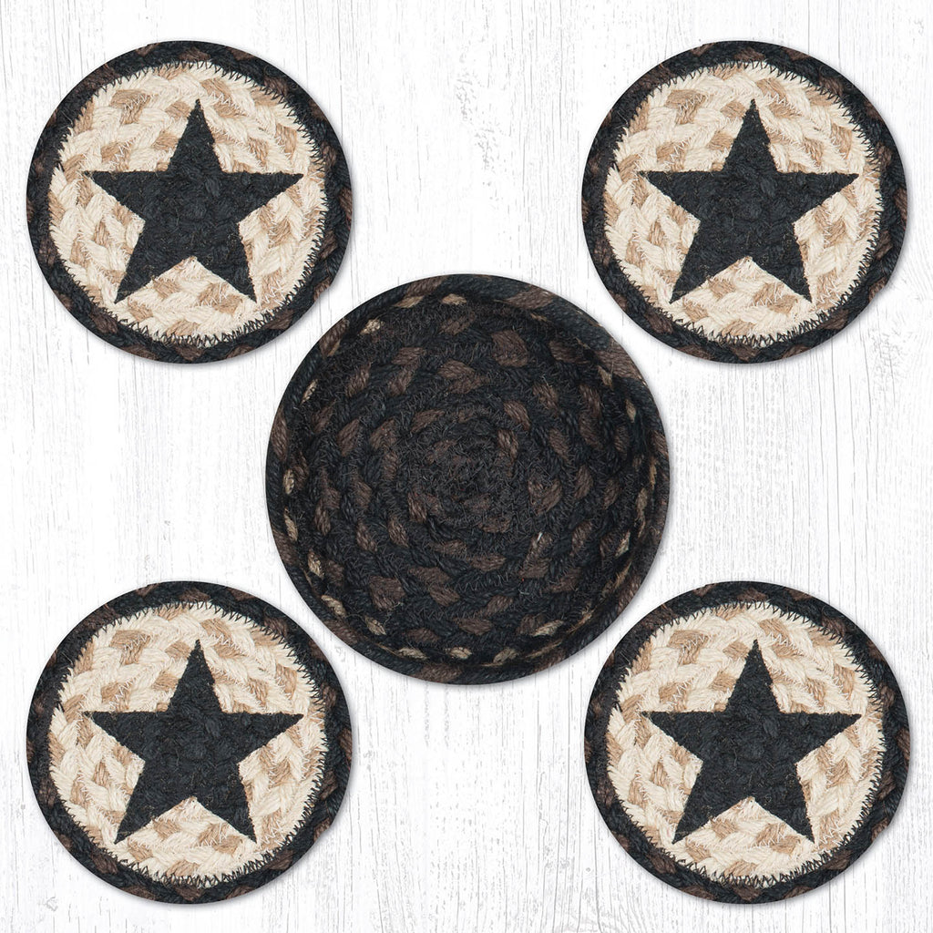 CNB-313 Black Star Coasters In A Basket