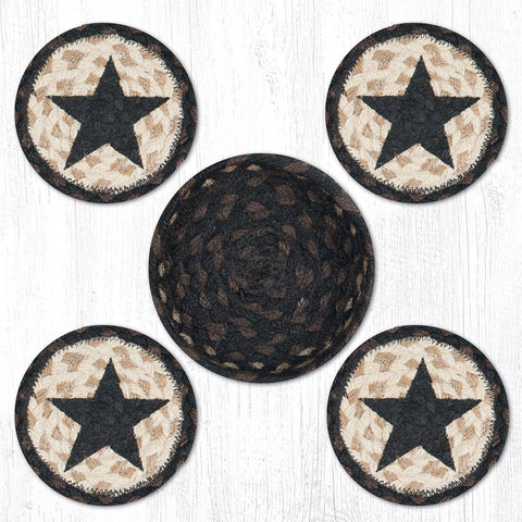 CNB-313 Black Star Coasters In A Basket