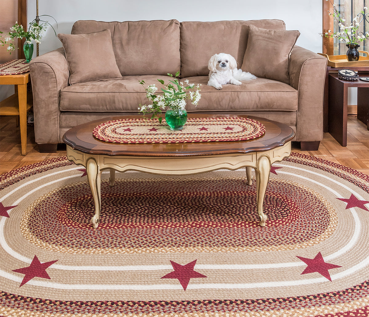 OP-357 Burgundy Stars Oval Rug