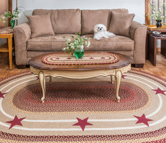 OP-357 Burgundy Stars Oval Rug