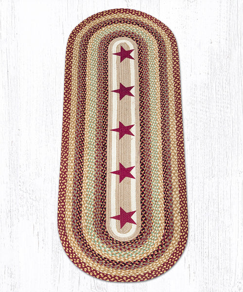 OP-357 Burgundy Stars Oval Rug | The Braided Rug Place | The Braided ...