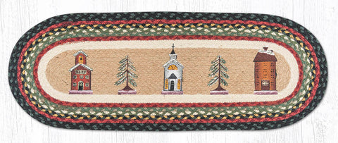 TR-338 Winter Village Oval Table Runner