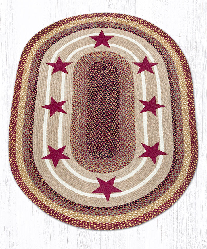 OP-357 Burgundy Stars Oval Rug