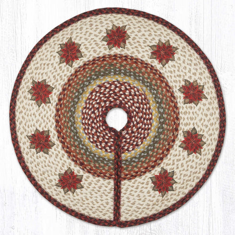 TSP-417 Primitive Poinsettia Printed Tree Skirt Round 30