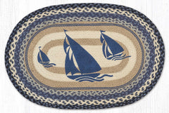 OP-443 Blue Boat Oval Rug