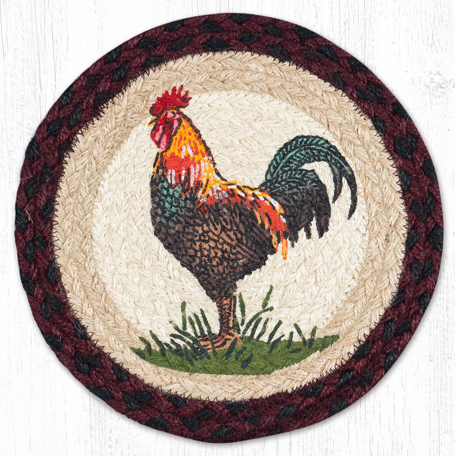 MSPR-471 Rustic Rooster Trivet | The Braided Rug Place