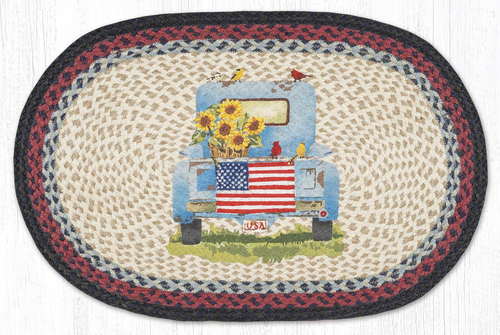 OP-015 Sunflower Truck Oval Rug