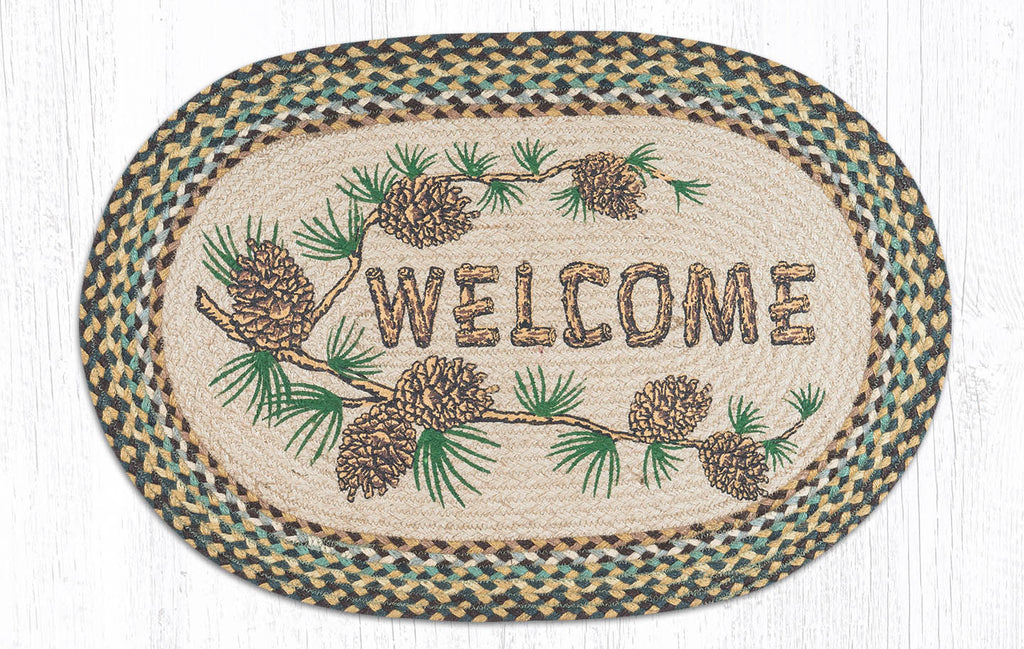 Welcome Rug Patterns OP-051 Welcome Patch Oval Rug | The Braided Rug Place