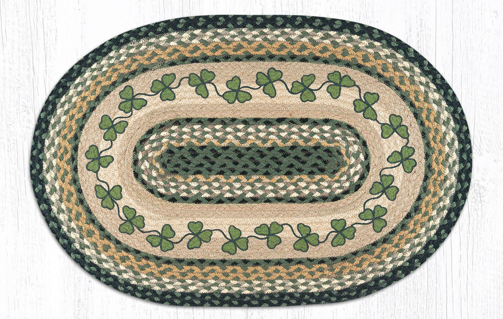 OP-116 Irish Shamrock Oval Rug | The Braided Rug Place