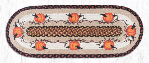 TR-222 Pumpkin Crow Oval Table Runner