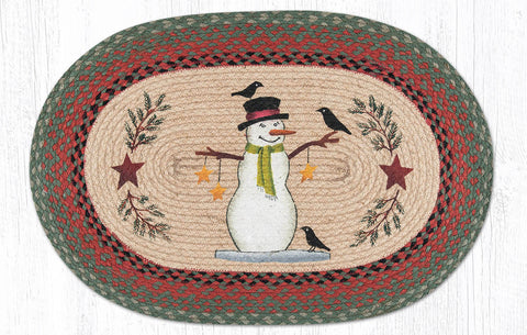 OP-025 Snowman with Crow Oval Rug