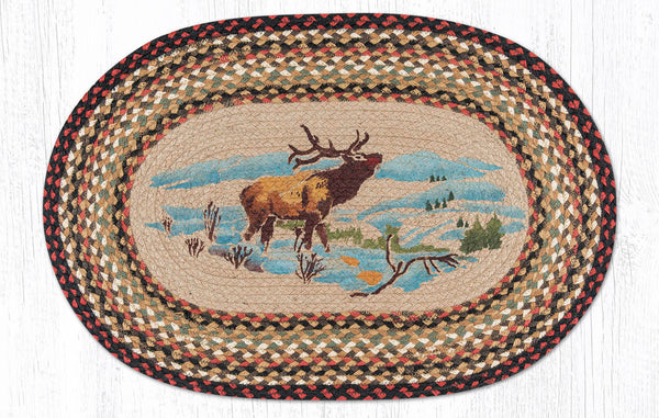 OP-319 Winter Elk Oval Rug | The Braided Rug Place