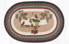 OP-338 Christmas Birdhouse Oval Rug