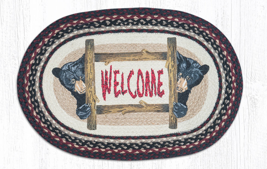 OP-344 Bear Welcome Oval Rug