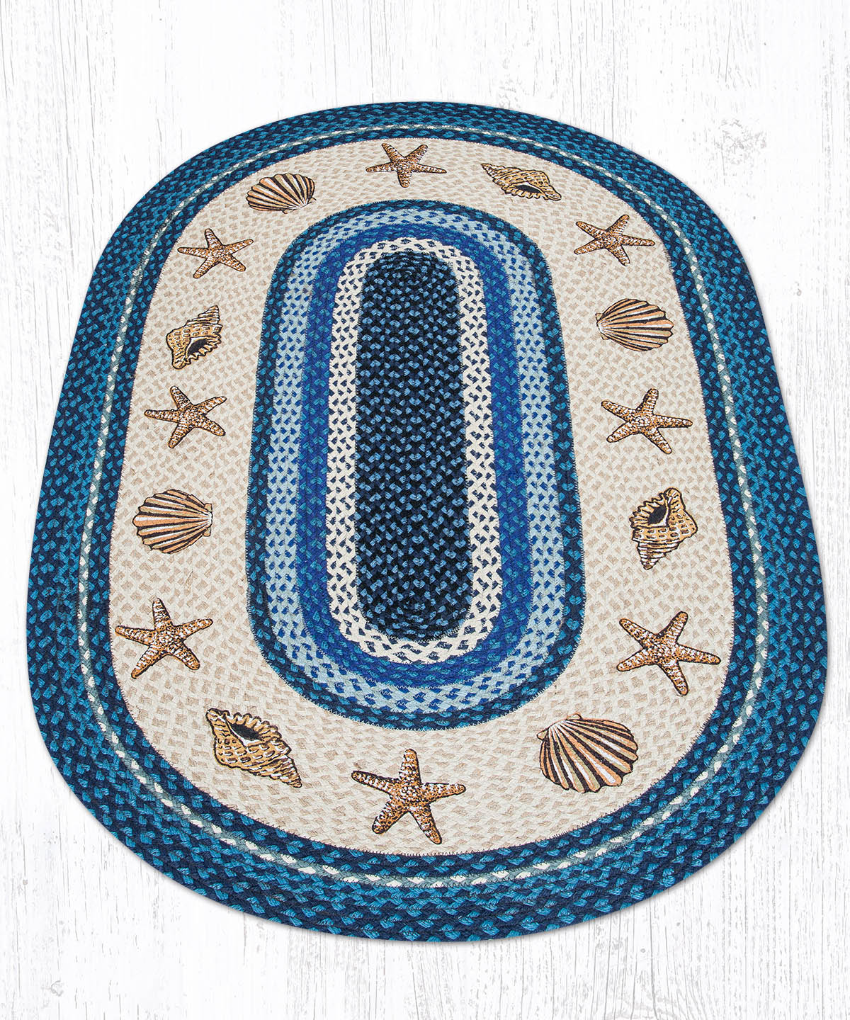 OP-362 Sea Shells Oval Rug | The Braided Rug Place