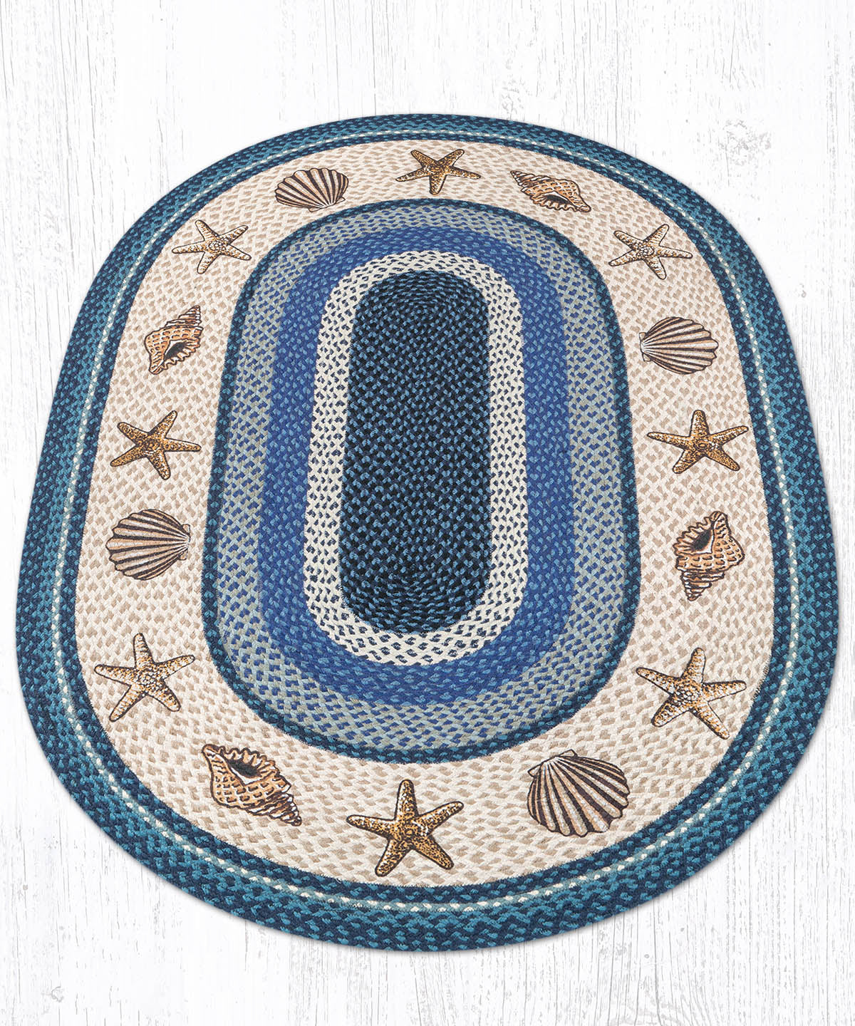OP-362 Sea Shells Oval Rug | The Braided Rug Place