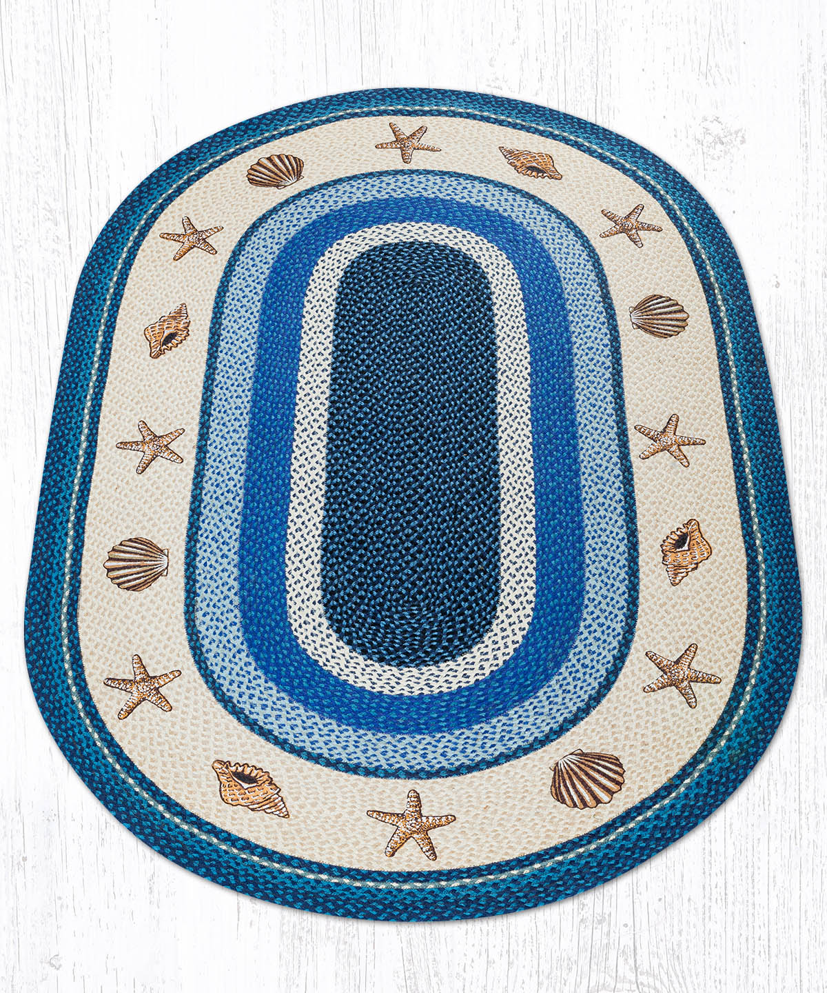 OP-362 Sea Shells Oval Rug | The Braided Rug Place