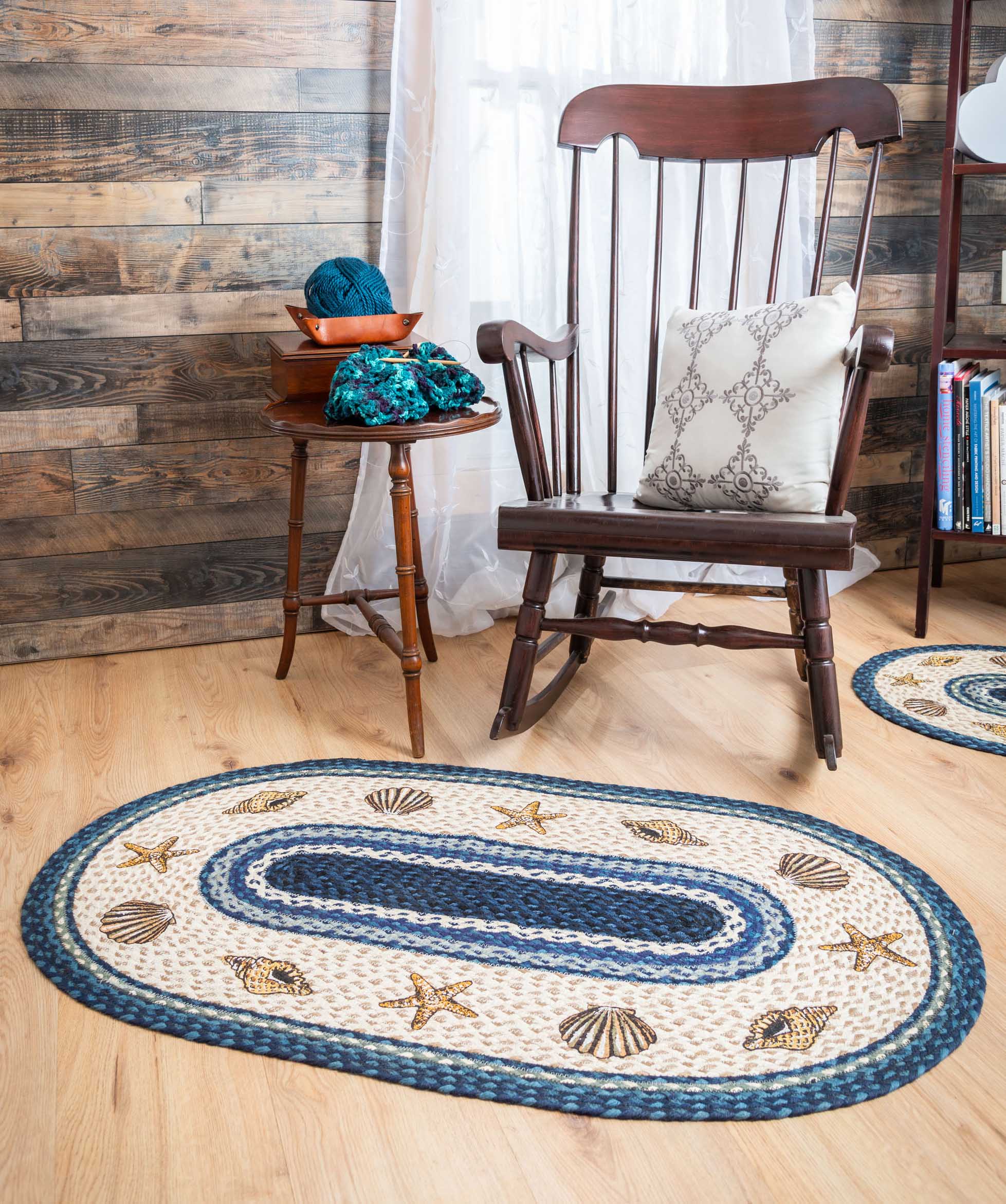 OP-362 Sea Shells Oval Rug | The Braided Rug Place