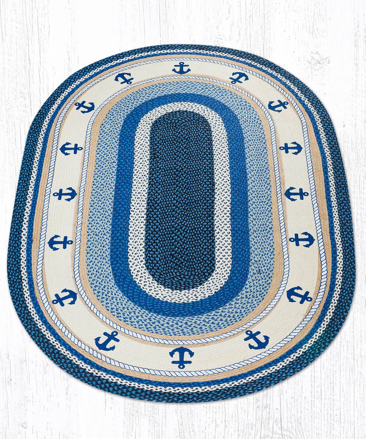 OP-443 Anchor Oval Rug | The Braided Rug Place