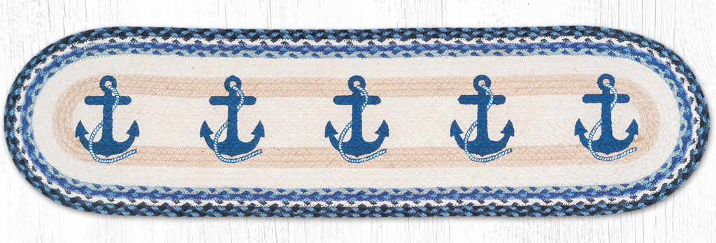 TR-443 Navy Anchor Oval Table Runner