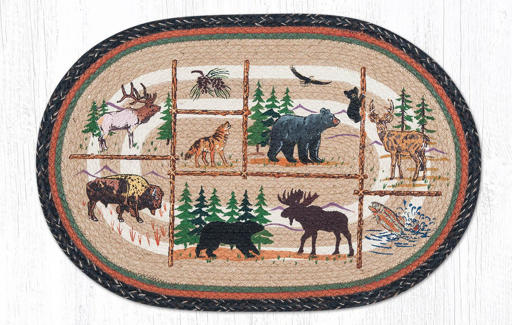 OP-583 Lodge Animlas Oval Rug