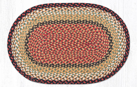 C-019 Burgundy and Mustard Braided Rug Oval / 20