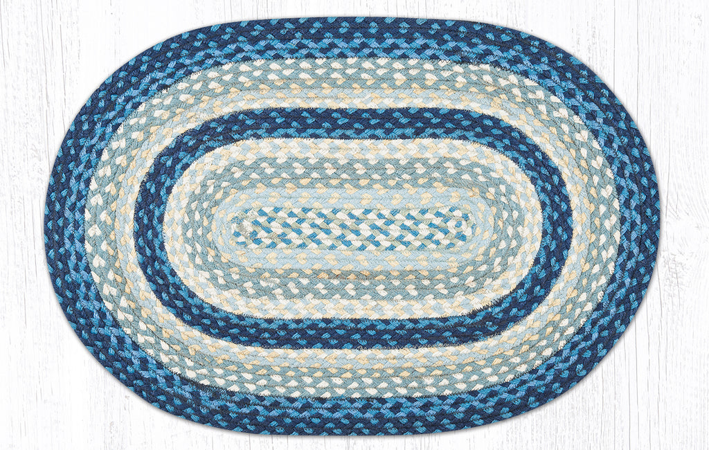 C-362 Breezy Blue, Taupe and Ivory Braided Rug