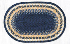 C-079 Light Blue, Dark Blue and Mustard Braided Rug