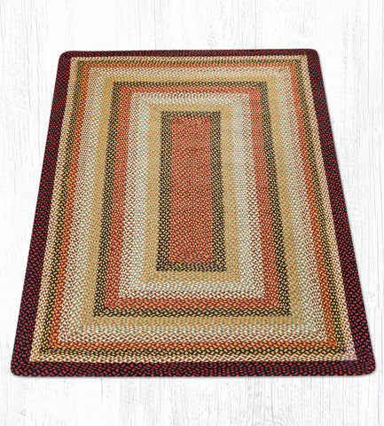 C-319 Burgundy, Mustard and Ivory Braided Rug Oblong / 5'x8'